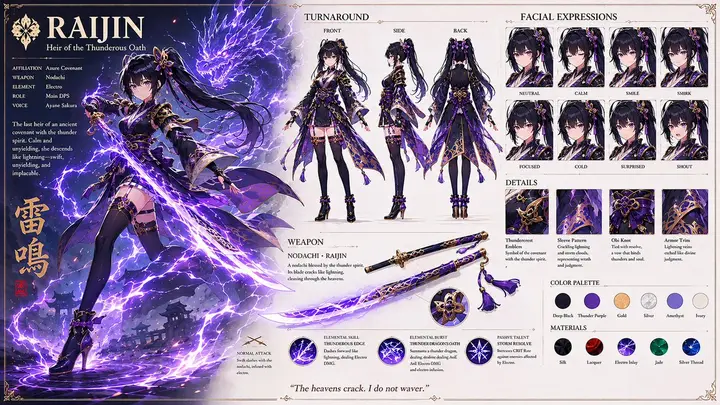 Anime RPG Character Design Sheet, FIBO 2 example