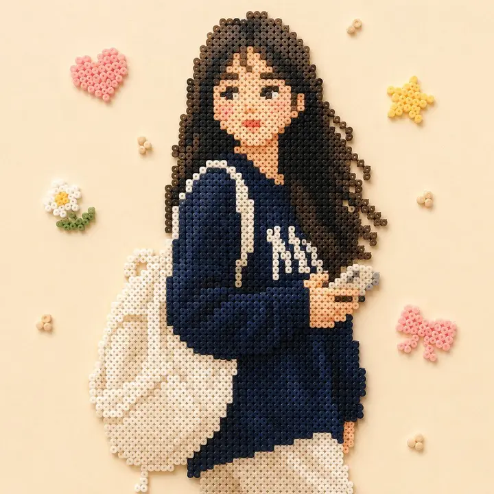 Beaded Pixel Art Portrait, FIBO 2 example
