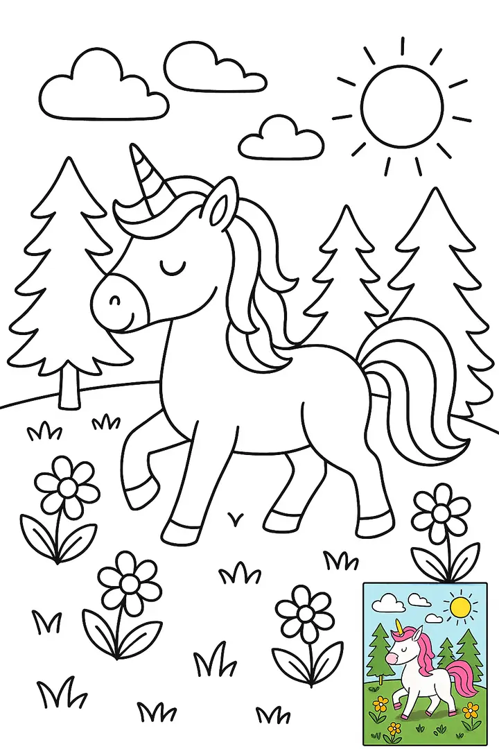 Children's Coloring Page Illustration (with Color Reference), FIBO 2 example