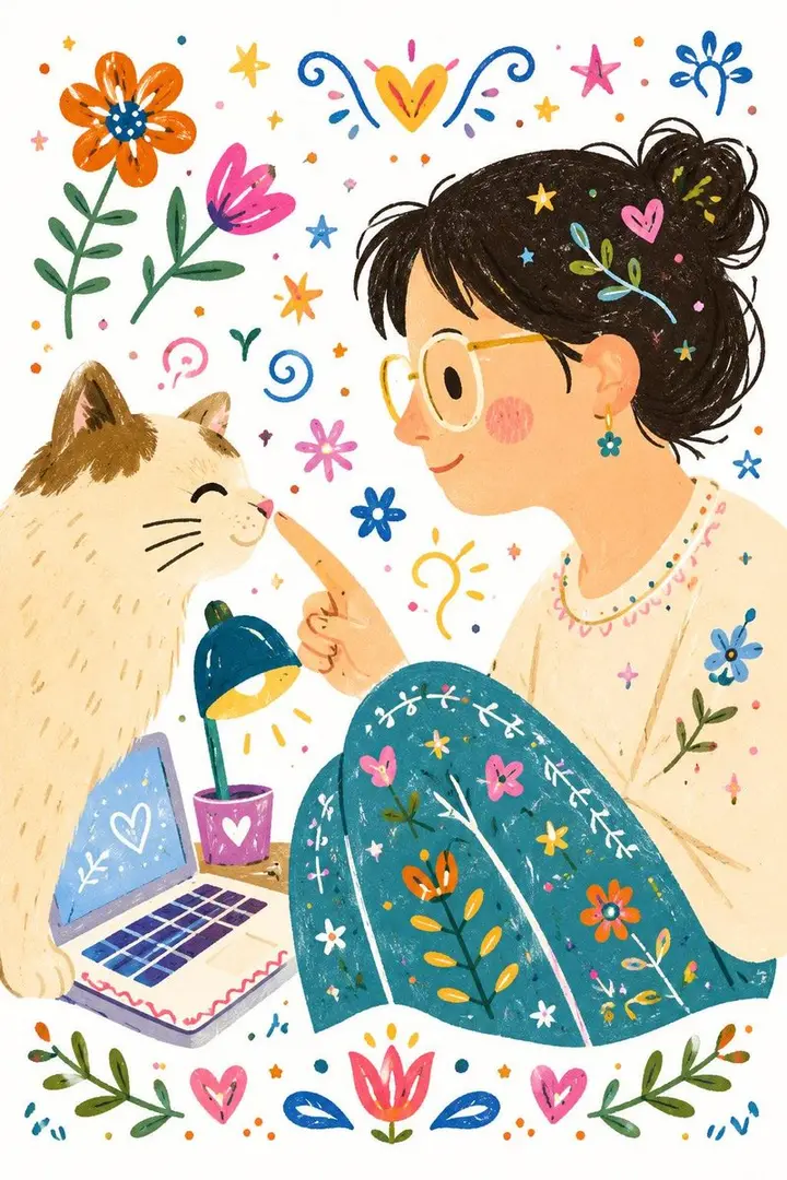Decorative folk flat illustration, FIBO 2 example