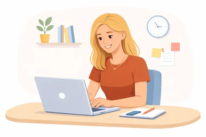 Flat vector illustration of a woman working, FIBO 2 example
