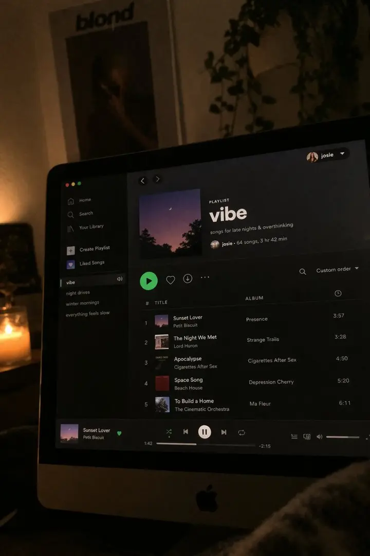 Spotify Playlist Screen at Night, FIBO 2 example