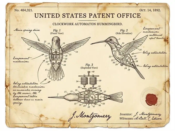 Vintage Patent Document for an Invention, FIBO 2 example
